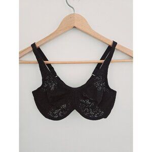 Wacoal Halo Lace Full Coverage Figure Underwire Unpadded Black Unlined Bra 34DD